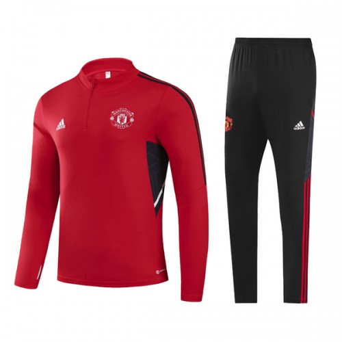 Dječji Manchester United Kit Quarter Zip Sweatshirt Za Trening 2022-23 Crvena Dječji Manchester United Kit Quarter Zip Sweatshirt Za Trening 2022-23 Crvena